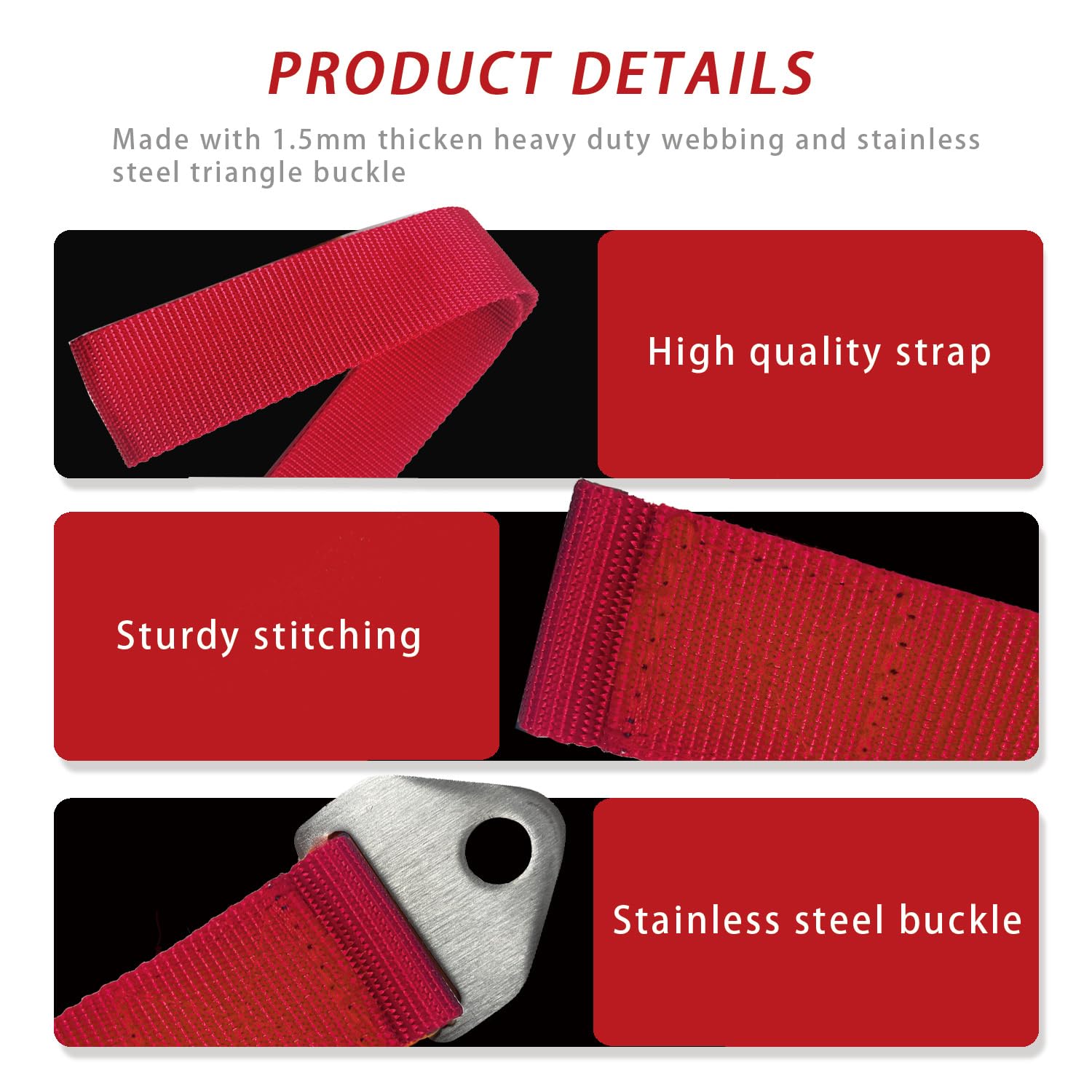 WRIST FIGHT Heavy-Duty Arm Wrestling Training Strap for Pronation Strength with Stainless Steel Buckle and Carabiner – Wrist and Grip Strengthener (Red-LP)