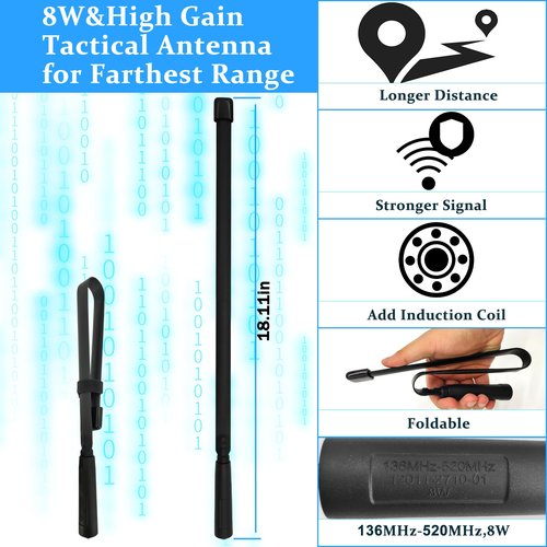 BAOFENG UV-5R Ham Radio Handheld: 8W Ham Radios Long Range UV5R Radio 3800mAh Rechargeable Walkie Talkies Two Way Radio with Programming Cable,Tactical Antenna and Earpiece for Survival Gear, 2 Pack