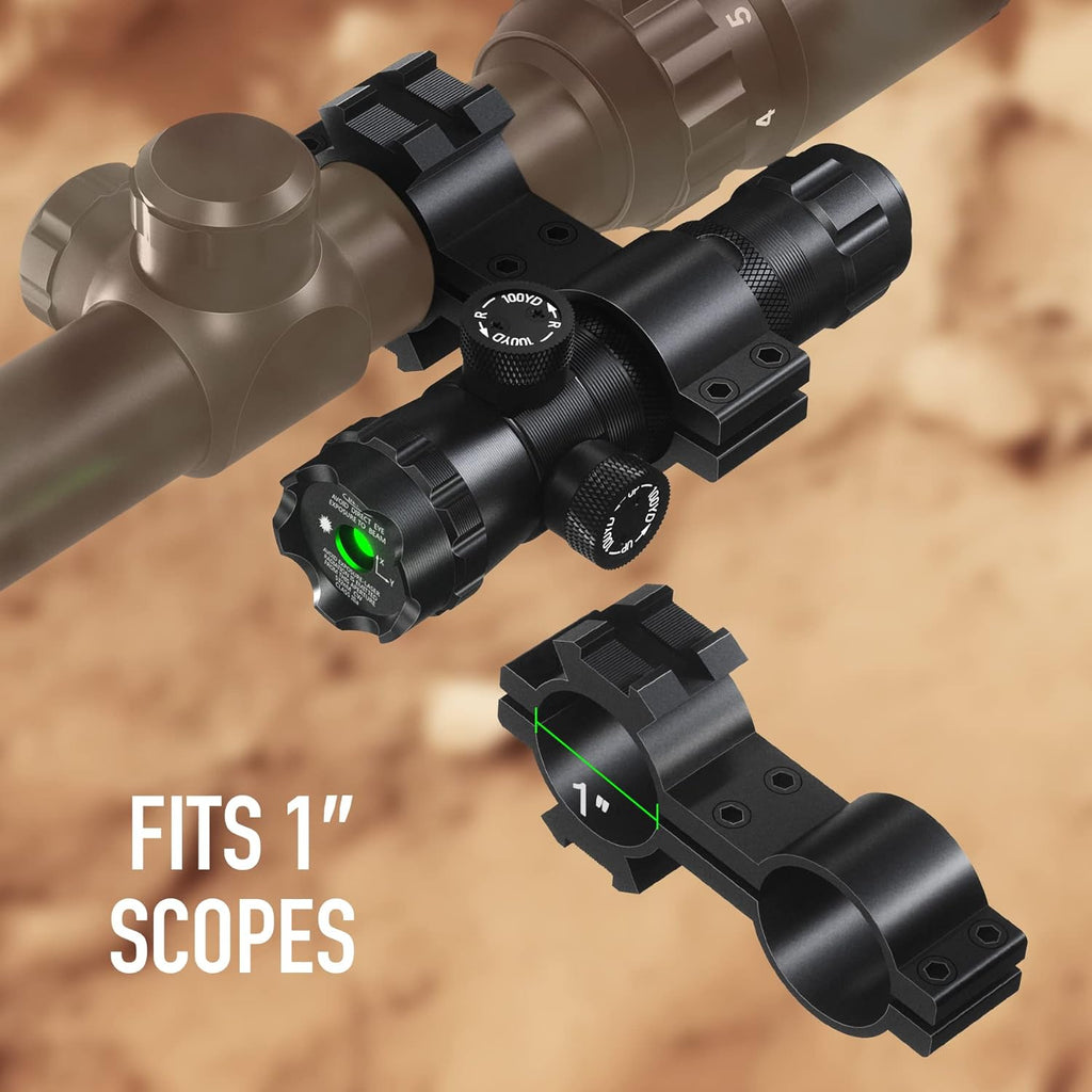 Pinty Green Laser Sight Scope for Hunting Rifles - Adjustable with Mounts for Precision Accuracy