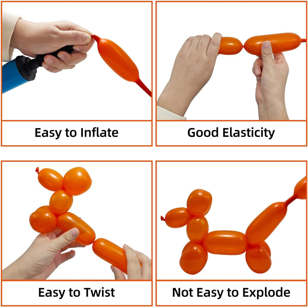 Skiennix 260 Long Balloons - 200 Pack Thick Twisting Balloons for Animal Shapes | Party Decorations