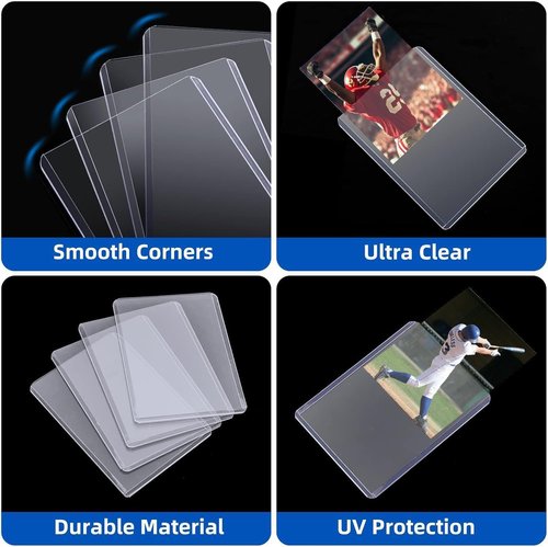 Arjiekwei 1000 Card Sleeves - Premium Hard Plastic Protectors for Baseball & Football Cards | 3"X4" Size