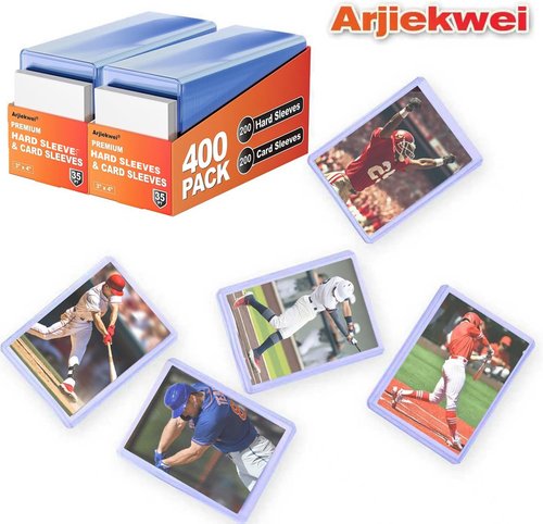 Arjiekwei 400 Card Sleeves - Premium Hard Plastic Protectors for Baseball & Football Cards | 3"X4" Size