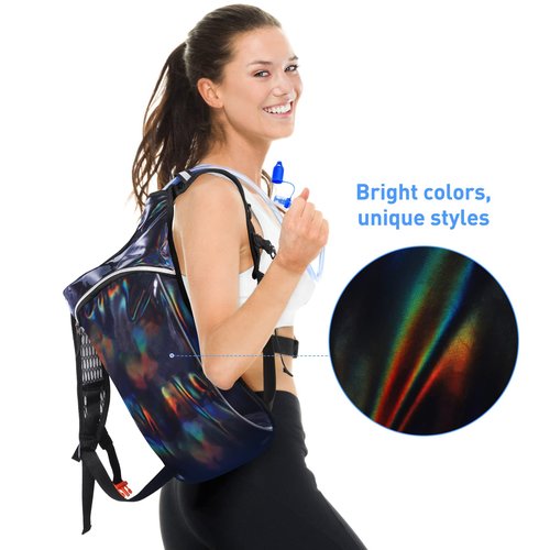Rave Hydration Pack, Hydration Backpack with 2L Hydration Bladder, Festival Essential Water Backpack for Hiking, Running, Cycling, and Music Festivals