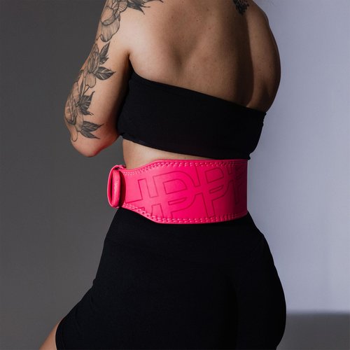 UPPPER Weight Lifting Belt - Double Prong 4” to 2.5” Tapered Premium Lifting Belt for Men and Women - Ultimate Back Support For Weightlifting and Powerlifting | Premium Fitness Gear (Neon Pink, Large)