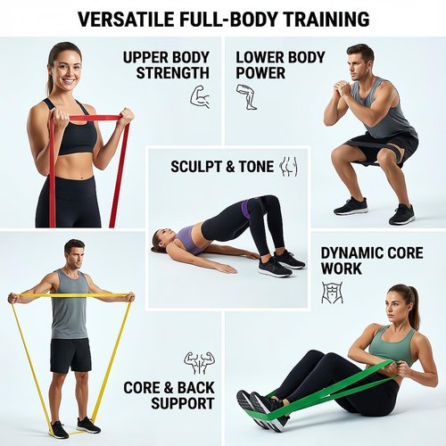 ZRTIAOA Fitness Resistance Bands Set - 5 Levels Exercise Bands 5-125 lbs for Men Women Strength Training, Home Gym Workout with Carry Bag