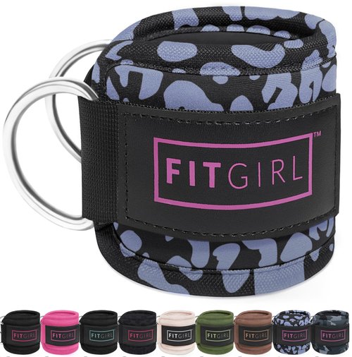 FITGIRL - Ankle Strap (Pair) for Cable Machines and Resistance Bands, Work Out Cuff Attachment for Home & Gym, Glute Workouts - Kickbacks, Leg Extensions, Hip Abductors, Women Only (Animal, Pair)