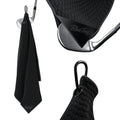Blue Tees 4 in 1 Magnetic Golf Towel - Standard & Caddy Sizes - Silicone Brush - Groove Cleaner - Magnetic Golf Towels for Golf Bags - Strong Hold to Golf Carts or Clubs - Black - Standard 18"x18"