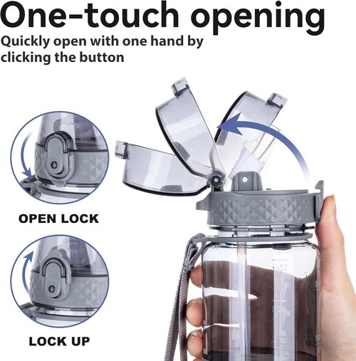 GOPPUS 32oz Clear Water Bottle - BPA-Free Tritan with Straw | Leakproof & Motivational for Gym, Hiking, Office