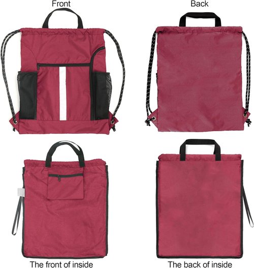 BeeGreen Gym Sack - Heavy-Duty Drawstring Backpack with Shoe Compartment & Water Bottle Holders | Unisex