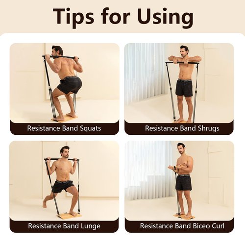 MARCHMARS Resistance Band Foot Plate，Solid Beech Wood Resistance Band Board with Straight Bar Handle，Premium Resistance Band Accessory to Expand Training Options（Resistance bands not included.）