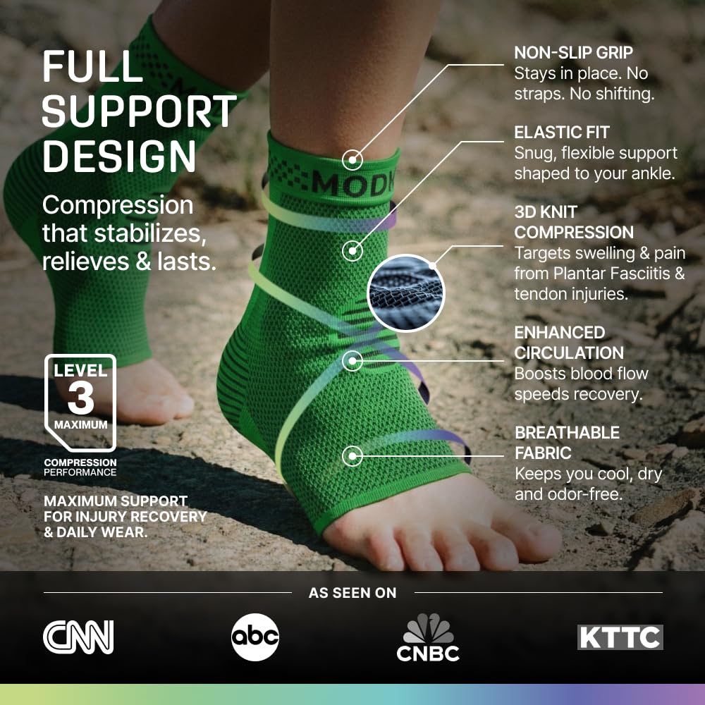 Modvel Foot & Ankle Brace Socks for Sprained Ankle Compression Sleeve - Foot Support for Women & Men - Tendonitis & Arthritis Ankle Brace Sports Running, Torn Ligaments & Women Stabilizing Ankle Wrap