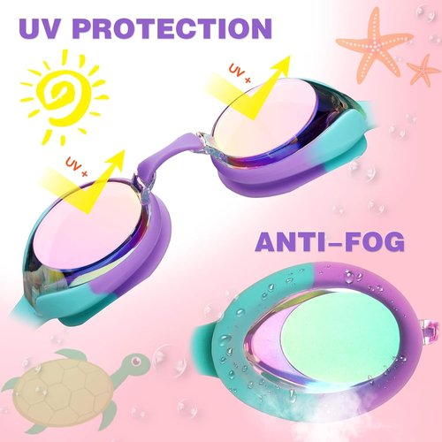 Keary Kids Swim Goggles - Anti-Fog, Waterproof, UV Protection | Clear Vision for Ages 3-12