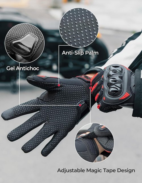 KEMIMOTO Touchscreen Motorcycle Gloves - Anti-Slip Dirt Bike Riding Gear for Men & Women | Versatile for ATV, UTV, Motocross