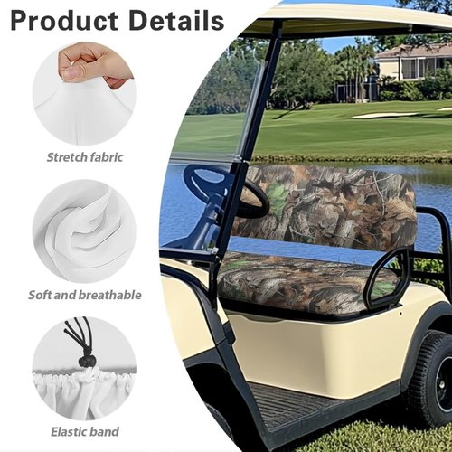 Bulopur Branch Camouflage Golf Car Seat Cover Set Dustproof Seat Cover Fit for EZGO Club Car 2 Person Seats Golf Carts Frontseat Sun Protection
