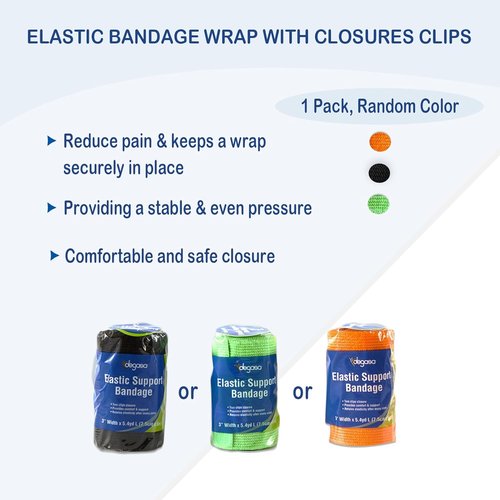 Degasa Elastic Bandage Wrap - Comfortable Support for Ankle, Knee, Wrist & Leg Sprains | 3” W x 5.4 Yards