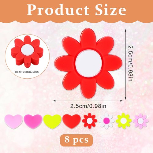 InnoHHustle 8pcs Tennis Vibration Dampener, Tennis Racket Shock Absorbers, Flower and Heart-Shaped Silicone Dampener Tool for Tennis Racquet String Dampener Cute Tennis Supplies（Mixed Colors）