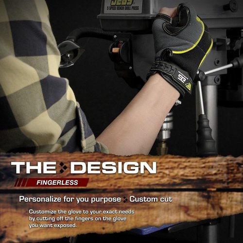 Glove Station Fingerless Work Gloves - Tactile Series with Synthetic Leather & Enhanced Grip