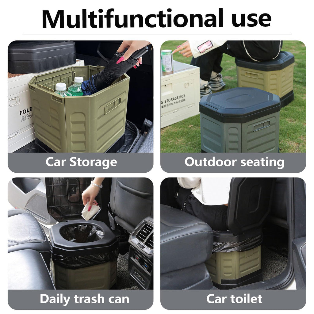 RWORCP Portable Camping Toilet, Portable Travel Folding Toilet with Lid for Adults and Kids, Portable Potty for Camping, Hiking, Car Travel,Truck, RV, Boating, Road Trips, Beach (Grey)