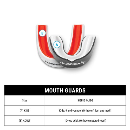 Hayabusa Combat Sports Mouth Guard Youth, Kids and Adult Sizes Comes with Case - Black/Red, Adult