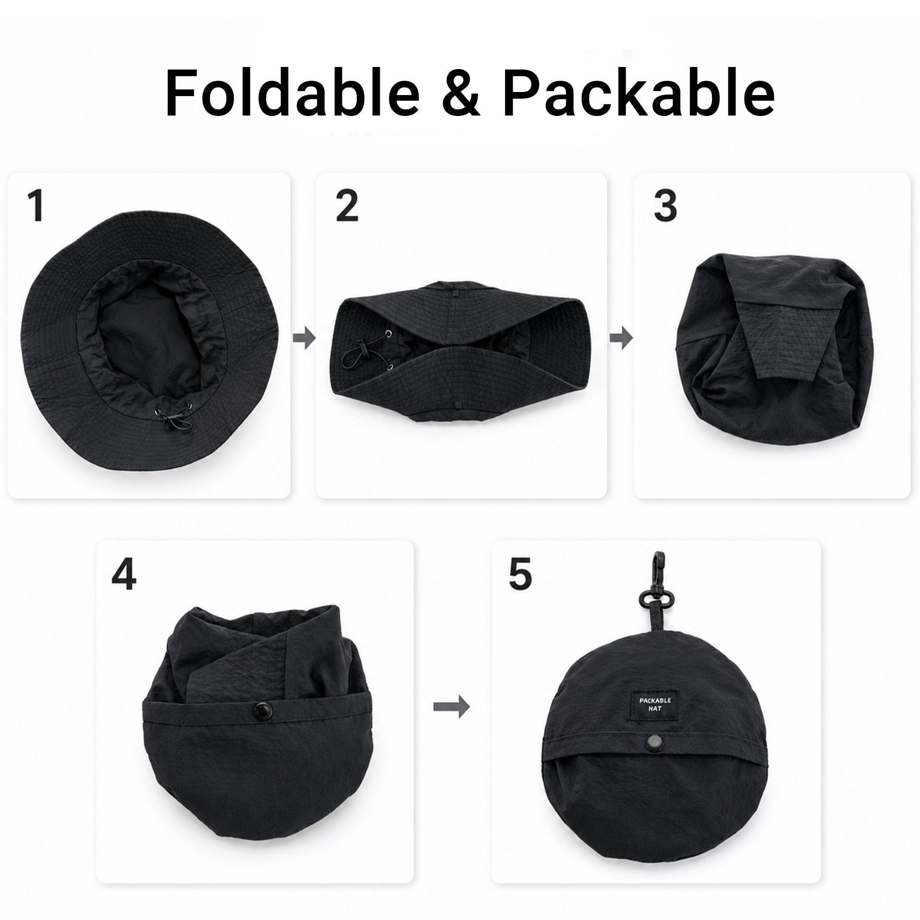 PFFY Packable Sun Bucket Hat for Women Outdoor UV Protection Sun Hats Waterproof Lightweight Hiking Outdoor Cap Grey