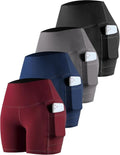 CHRLEISURE Women's Biker Yoga Shorts - High Waisted Tummy Control | 4-Pack Athletic Gym Shorts