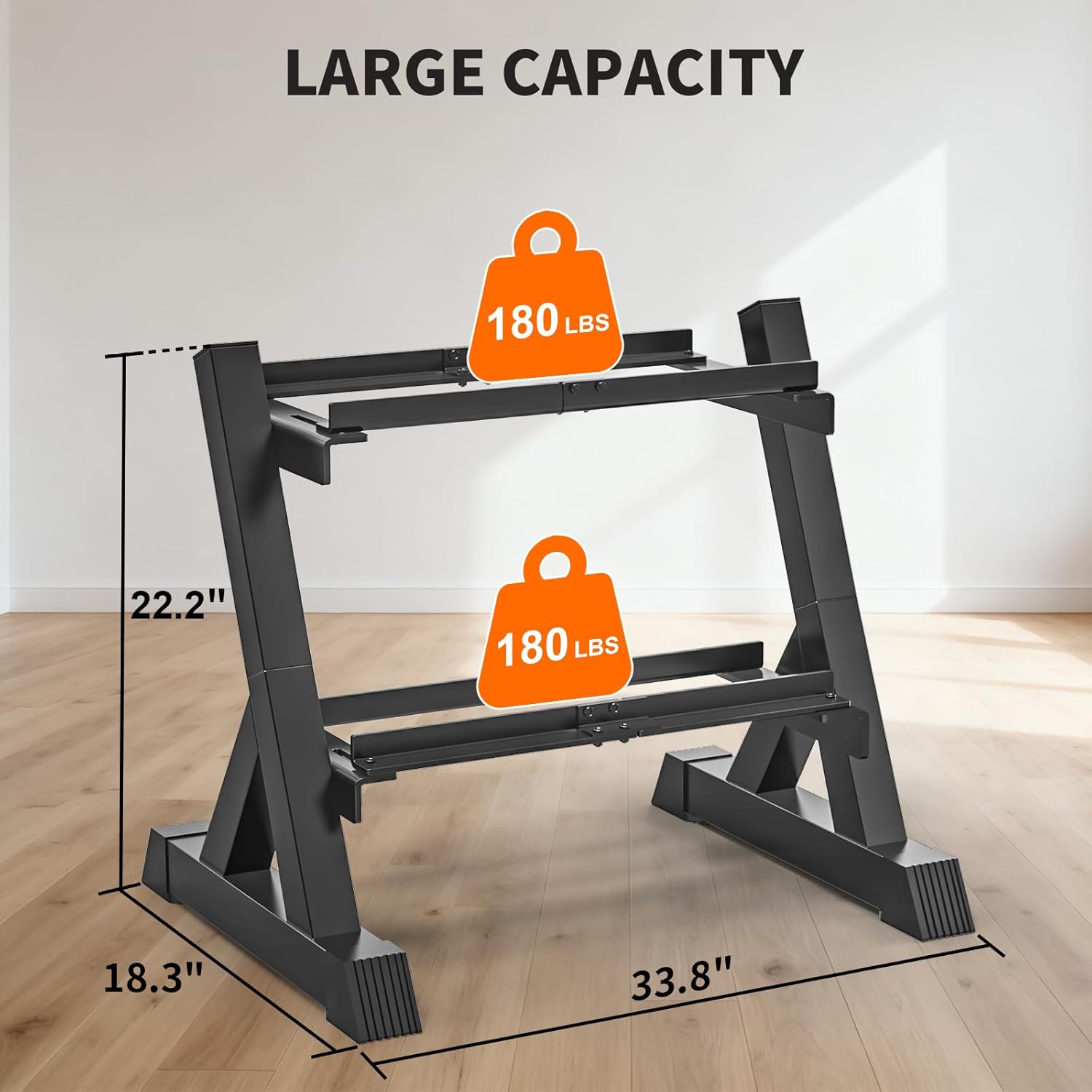 TomCare Dumbbell Rack - Adjustable 2-Tier Weight Stand for Home Gym | Heavy-Duty Metal, 33" Length, 360 lb Capacity