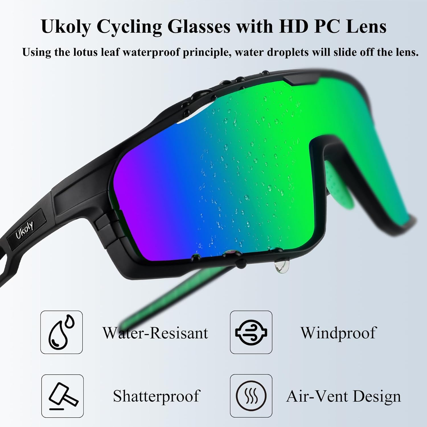 Ukoly Cycling Glasses - HD UV400 Sports Sunglasses for Men & Women | Ideal for Running, Baseball, Fishing & Golf