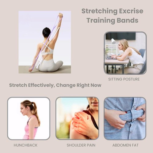 JOYLAY Figure 8 Resistance Band with Handles, Silicone Exercise Bands for Physical Therapy, Arm Shoulder Back Chest Workout, Portable Home Fitness Stretching Equipment for Yoga & Pilates (15LB Purple)