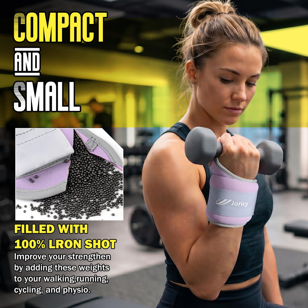 Wrist Weights with Thumb Loops Lock for Women Men 2LBS Pair (1 LB Each Weight) Arm Weight Weights Weighted Gloves for Walking Running Strength Cardio Exercises, Purple