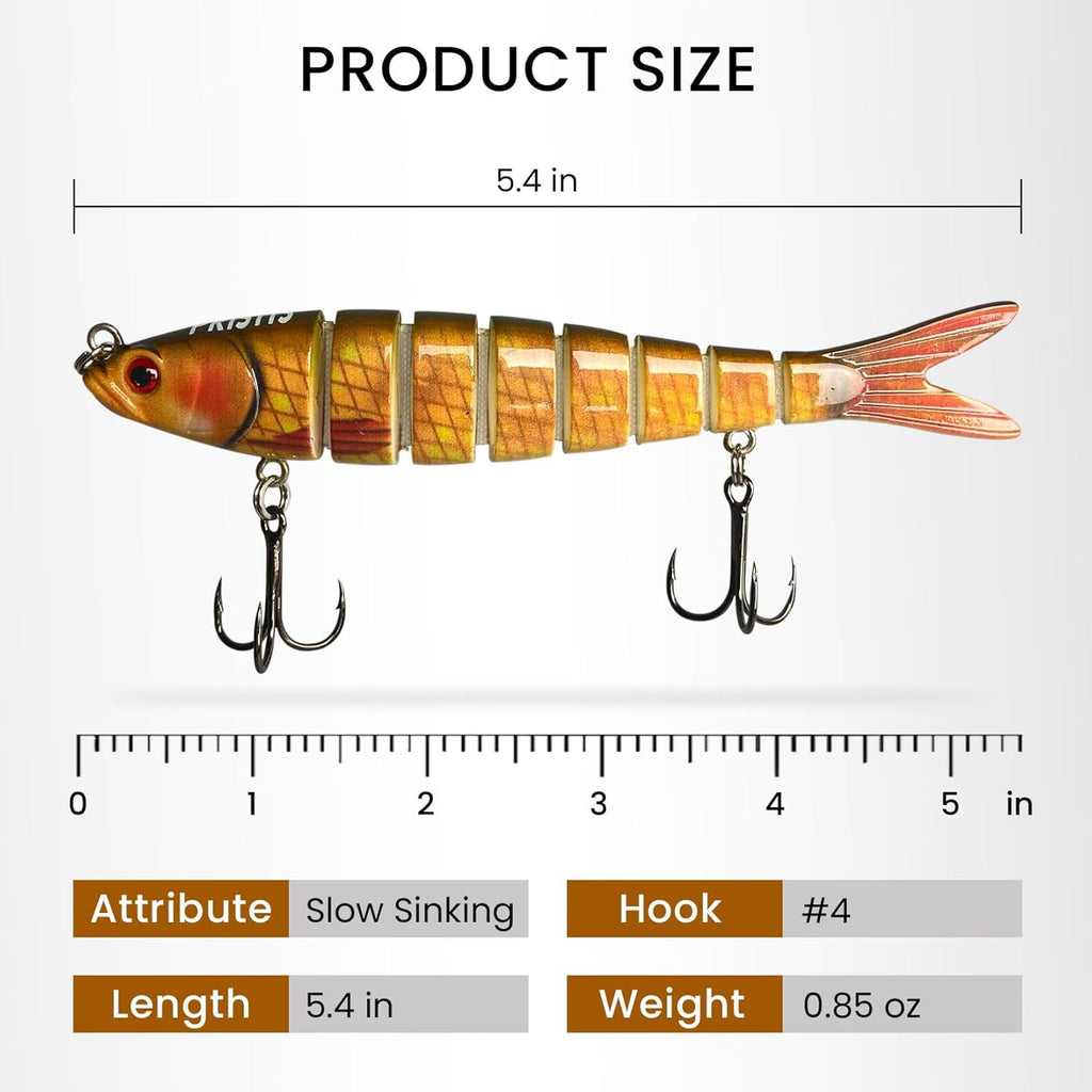 Pristis Lifelike Fishing Plugs - Slow Sinking Swimbaits for Bass & Muskie | Deep Diving Crank Baits Set