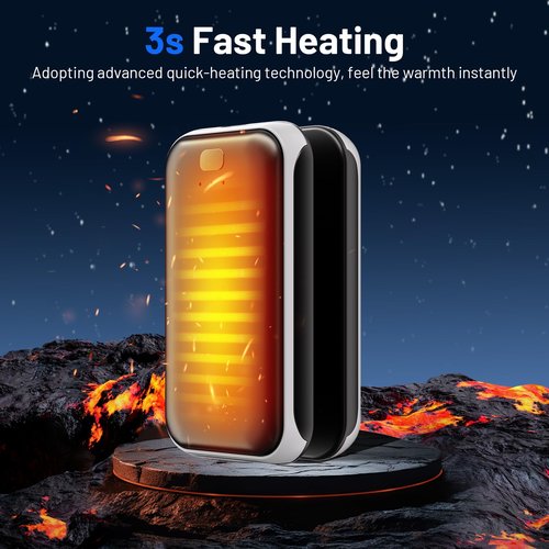 2 Pack Hand Warmers, Rechargeable Electric Hand Warmer, 8Hrs Long-Lasting Heat, Reusable, Portable Pocket Warmers, Christmas Warm Gifts for Men Women Kids Camping, White Black
