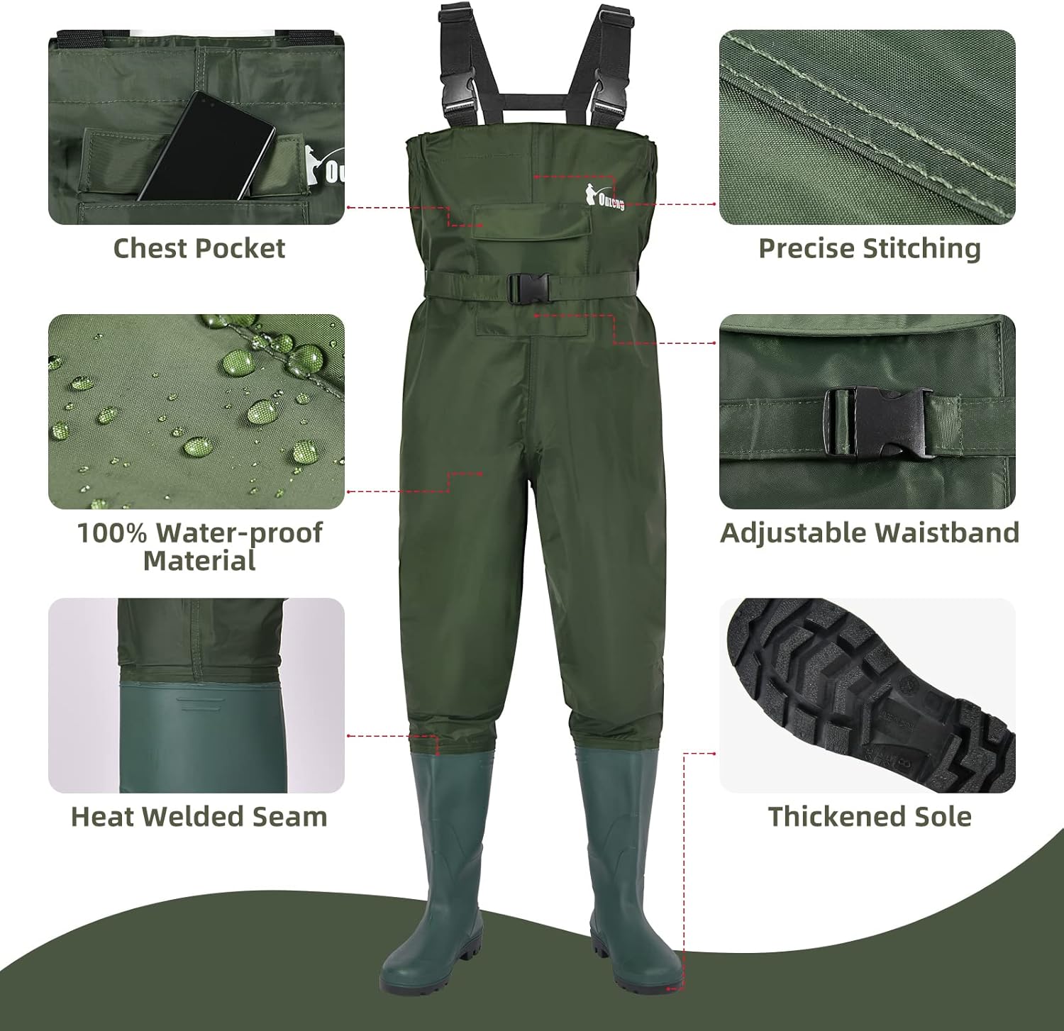 Skiennix Bootfoot Fishing Chest Waders - Waterproof 2-Ply Nylon/PVC | Durable Hunting Gear for Men & Women
