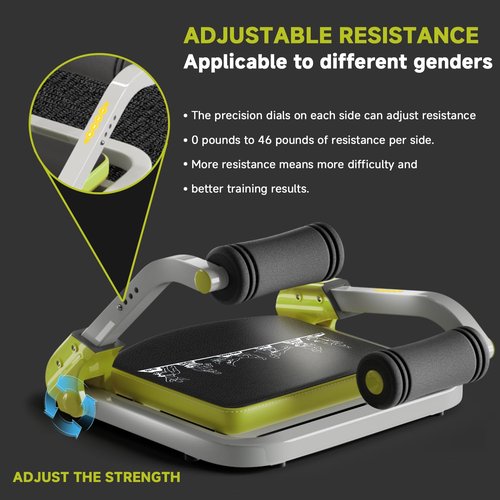 Ab Trainer/Crunch Machine, Ab Workout Equipment, 4 Adjustable Resistance, Sit Up Machine for Stomach Workout, 350 LBS Weight Capacity, Automatic Rebound,Fitness Equipment for Home