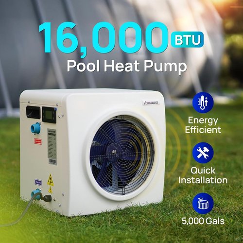 AQUASTRONG Swimming Pool Heat Pump - Electric Heater for Above Ground & Inground Pools Up to 5000 Gallons