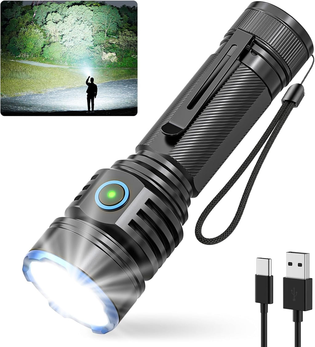 RECHOO Rechargeable Flashlight - Super Bright 7 LED with 3 Adjustable Lighting Modes | Waterproof for Home & Camping