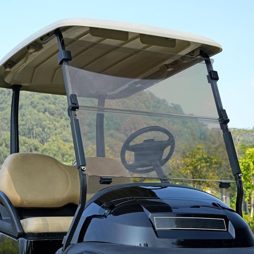 Golf Cart Windshield, Club Car Windshield with Windshield Clips Suitable for 2004-Up Club Car Precedent, Onward, Tempo Golf Carts, PC UV Resistant, Foldable Tinted Windshield Replacement