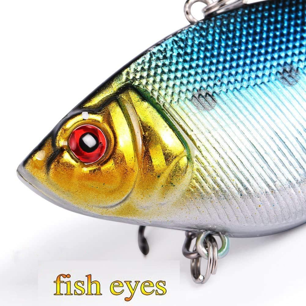 Sougayilang Fishing Lures - Life-Like Minnow VIB Hard Bait with Treble Hook | Perfect for Bass, Trout, Walleye