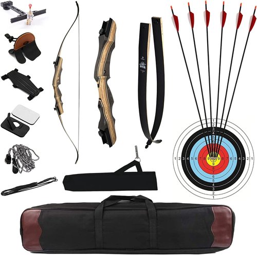 DEERACE Takedown Recurve Bow Set - Classic Wooden Bow for Adults & Youth | 48" to 70" Sizes