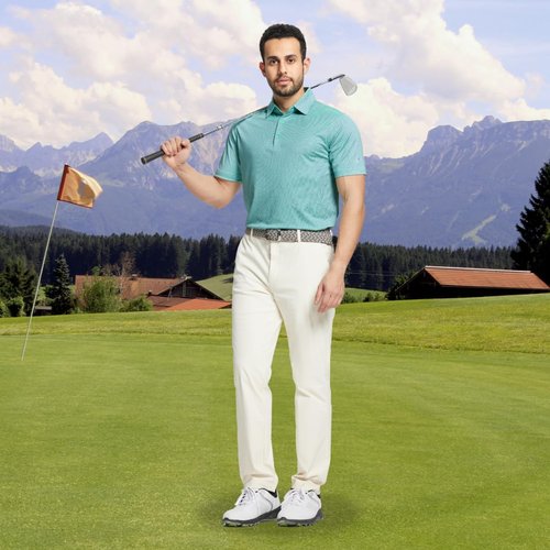 M MAELREG Golf Shirts for Men - Lightweight Dry Fit Performance Polo | Short Sleeve Jacquard Design