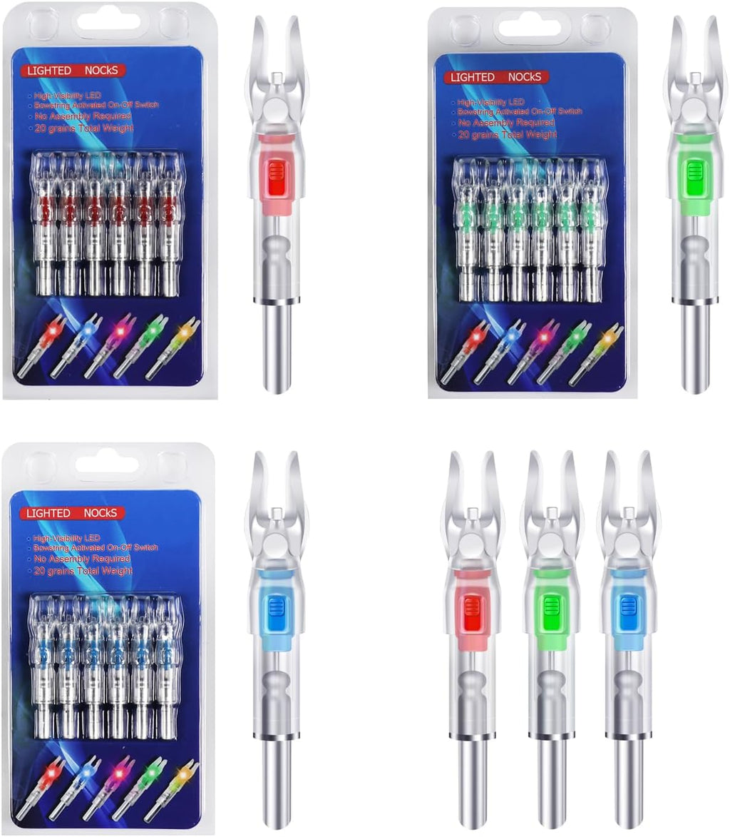 Skiennix Lighted Nocks for Arrows - Bowstring Activation, 6-Pack for .166/G, .204/X, .233/H, .244/S, .246/GT
