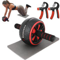 Ab Roller Wheel, Ab Workout Equipment for Abdominal & Core Strength Training, Home Gym Fitness Exercise Wheels for Women Men, with 2 Grip Strength Trainer & Knee Pad Accessories (Black+Yellow)