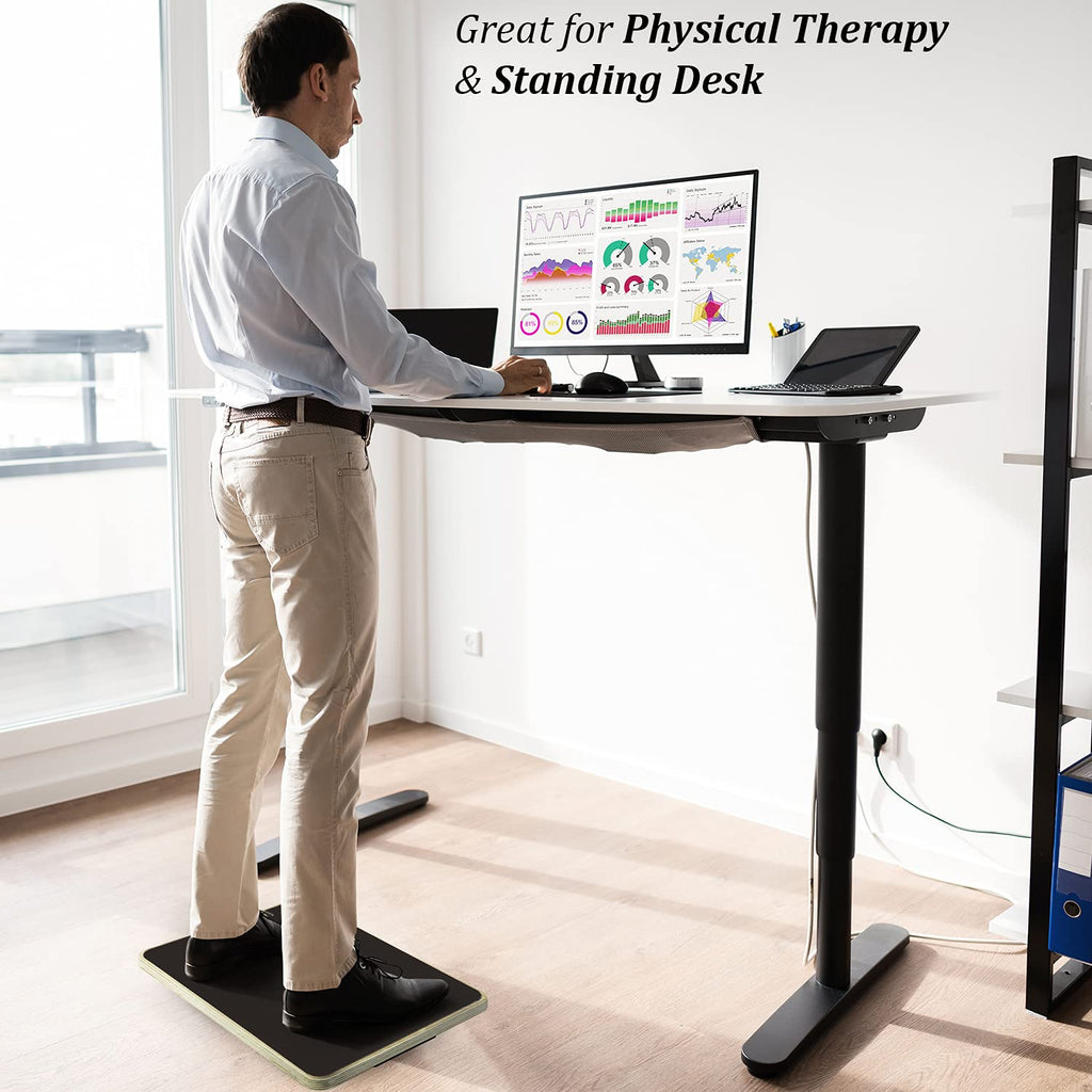 Yes4All Professional Rocker Balance Board for Physical Therapy | 17.5” Wooden Rocker Board for Balance & Rehabilitation Exercises (Black)