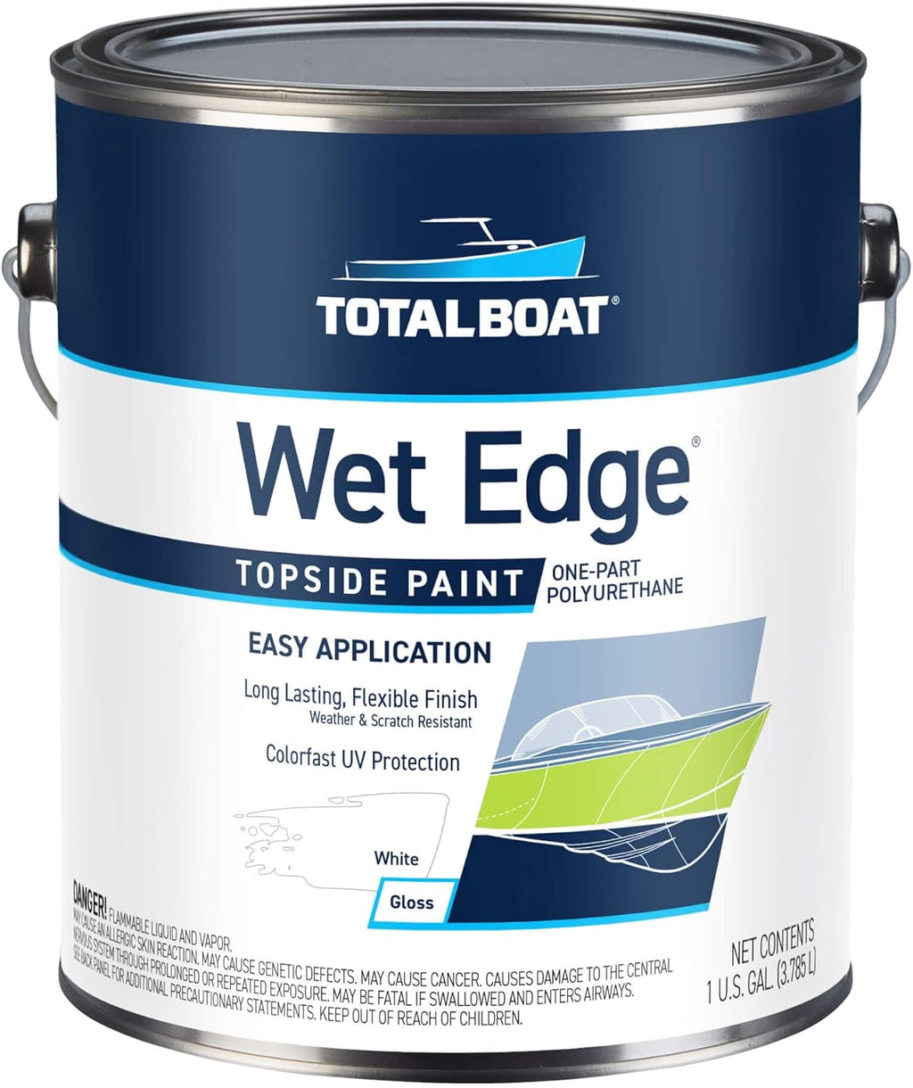 TotalBoat Wet Edge Marine Paint - Premium Polyurethane Coating for Boats & RVs | White Gallon Size