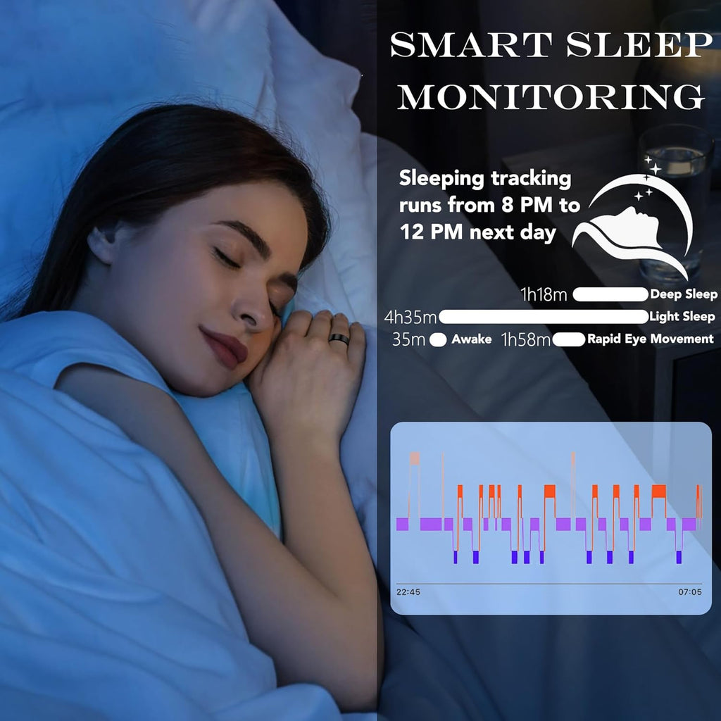 Smart Health Ring - Fitness Tracker for Heart Rate, Blood Oxygen & Sleep Monitoring | IP68 Waterproof, Rose Gold 6