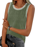 MEROKEETY Women's Tank Tops - Casual Sleeveless Crew Neck | Striped Color Block Design for Summer