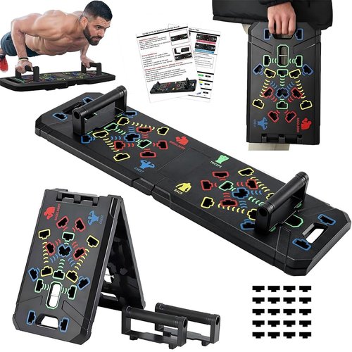 Solid Push Up Board,Home Gym,16 in 1 Home Workout Equipment Multi-Functional Push Up Stands System Fitness Floor Chest Muscle Exercise Professional Equipment Burn Fat Strength Training Arm Men & Women (16-1)