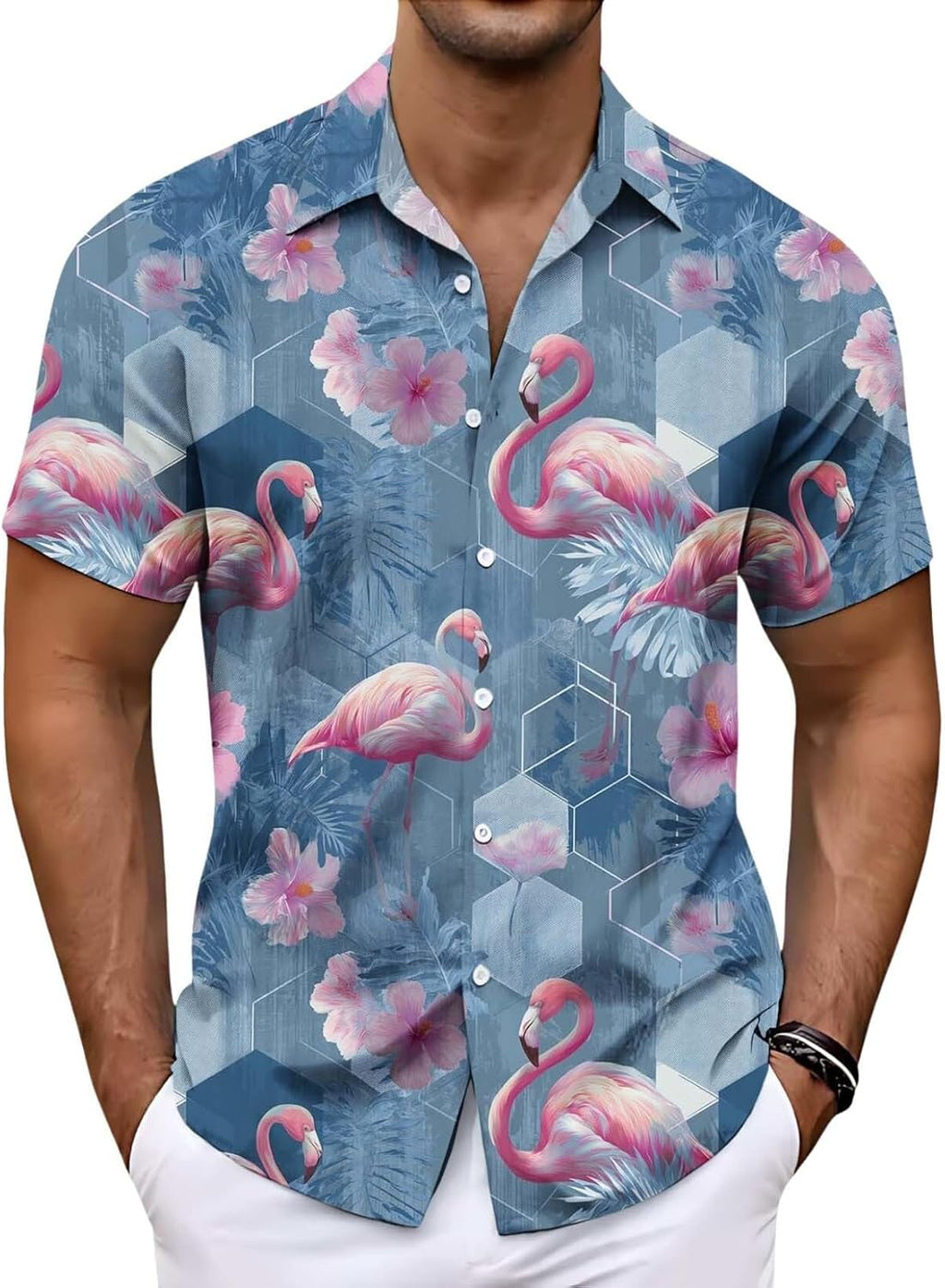 Skiennix Men's Floral Beach Shirt - Short Sleeve Hawaiian Vacation Print | Tropical Style