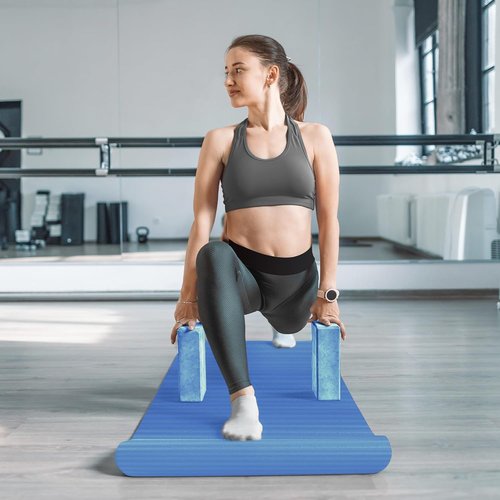 BalanceFrom 7-Piece Yoga Set - Extra Thick 71x24x0.5 Inches Mat with Carrying Sling | Includes 2 Blocks, Strap, Towels & Knee Pad