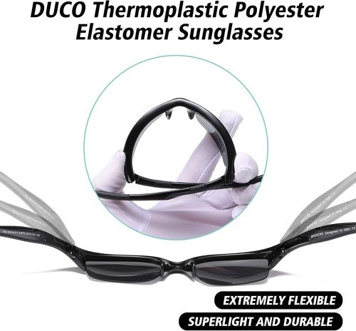 DUCO Toddler Baseball Sunglasses - Unbreakable Polarized Cycling Glasses for Kids Age 4-7 | K014