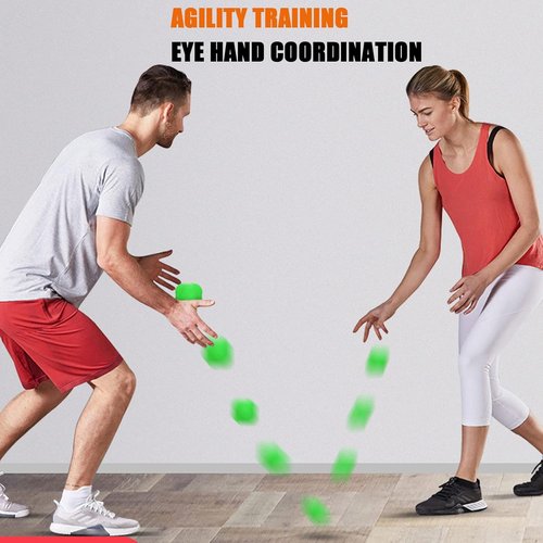 AIRLAXER Reaction Ball - Reflex Training Tool for Hand-Eye Coordination | 2.83 Inch, Pack of 3 (Blue, Grey, Green)